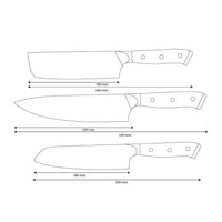 Shinrai Knives - Ensemble de couteaux Damas 3 pièces Eclipse - Couteau de chef + Nakiri + Santoku