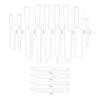 Shinrai Knives - Ensemble de 13 couteaux imprimés Damas - Collection Master XL