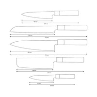 Shinrai Knives - Ensemble de couteaux damas Takumi Kaza 5 pièces - Couteau de chef + Couteau à pain + Couteau Nakiri + Couteau de bureau + Couteau d'office