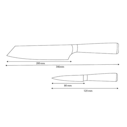 Shinrai Knives – 2-teiliges Messerset mit Damaszener-Print – Kiritsuke + Schälmesser