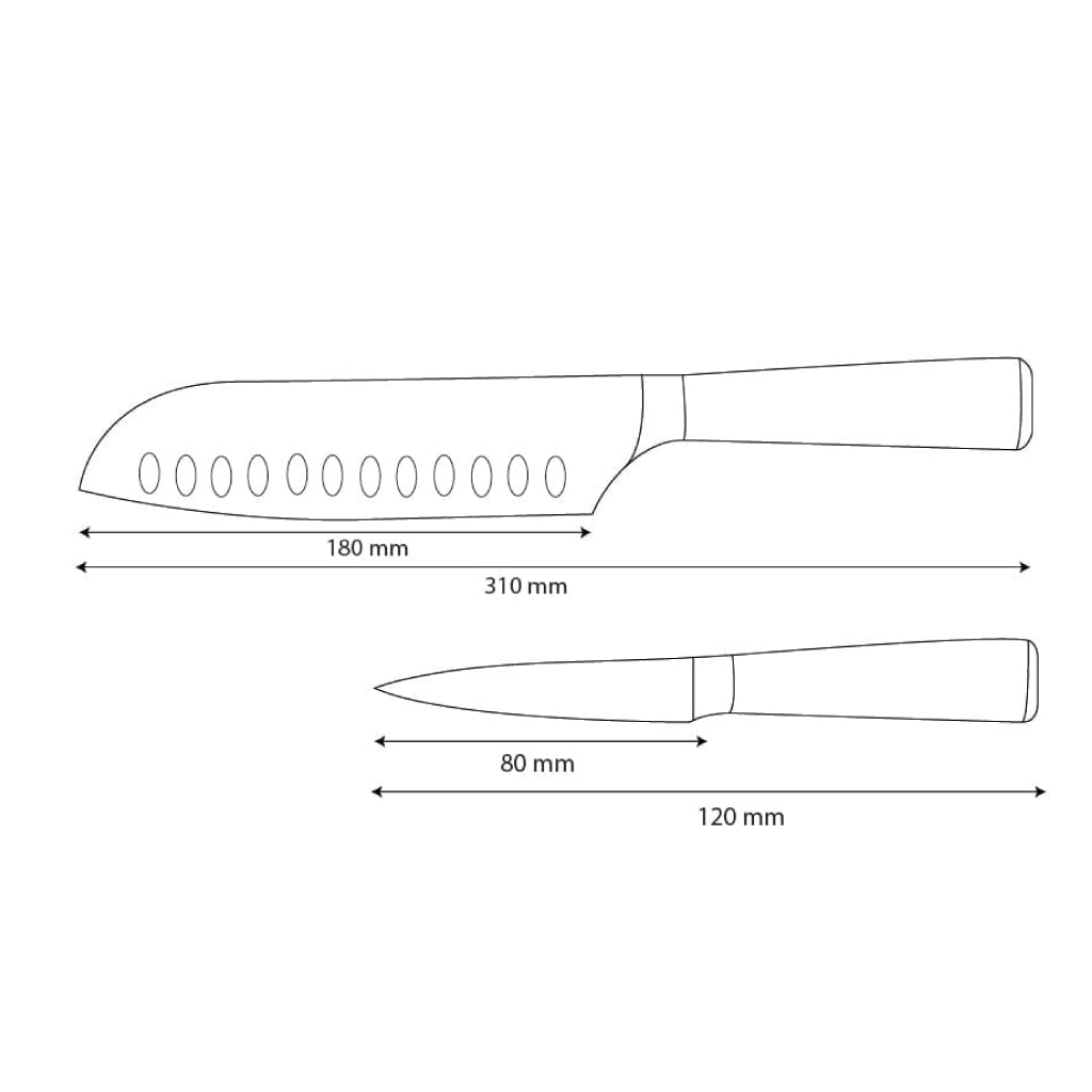 Shinrai Knives – 2-teiliges Messerset mit Damaszener-Print und Epoxid-Onyx – Santoku + Schälmesser