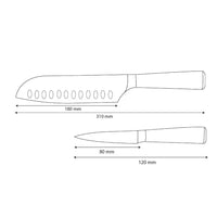 Shinrai Knives – 2-teiliges Messerset mit Damaszener-Print und Epoxid-Onyx – Santoku + Schälmesser