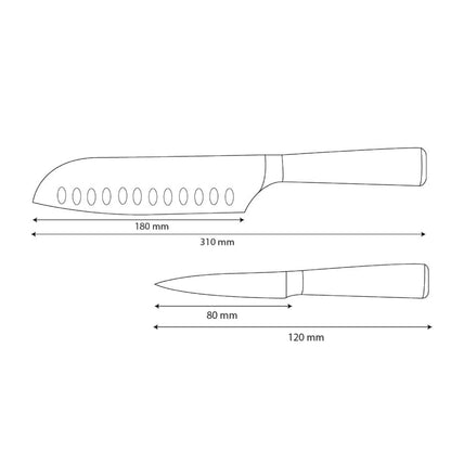Shinrai Knives – 2-teiliges Messerset mit Damaszener-Print und Epoxid-Onyx – Santoku + Schälmesser