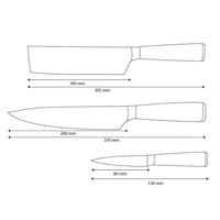 Shinrai Knives – 3-teiliges Messerset mit Damaszener-Print und Epoxid-Onyx – Kochmesser + Nakiri + Schälmesser