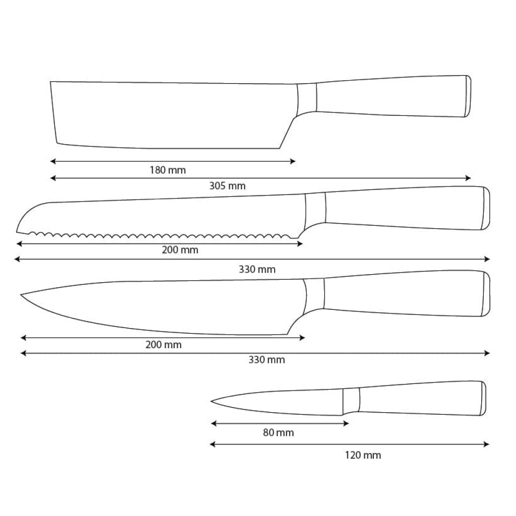 Couteaux Shinrai - Ensemble de 4 couteaux en résine époxy et onyx imprimé Damas - Couteau de chef, couteau à pain, couteau Nakiri et couteau d'office