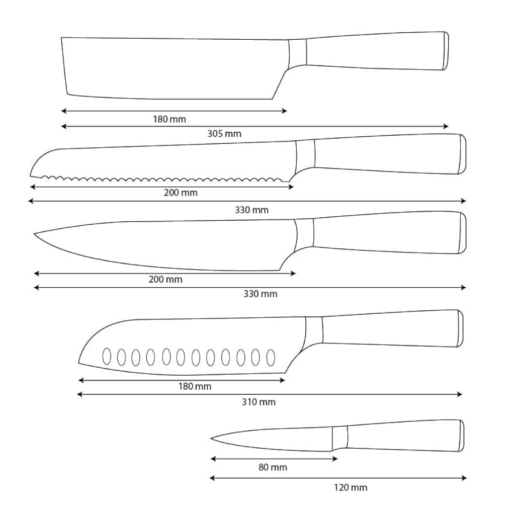 Shinrai Knives - Ensemble de 5 couteaux en résine époxy et onyx imprimé Damas - Couteau de chef, couteau à pain, couteau Nakiri, couteau Santoku et couteau d'office