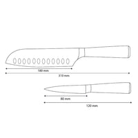 Shinrai Knives - Ensemble de 2 couteaux en résine époxy et saphir imprimé Damas - Santoku + couteau d'office