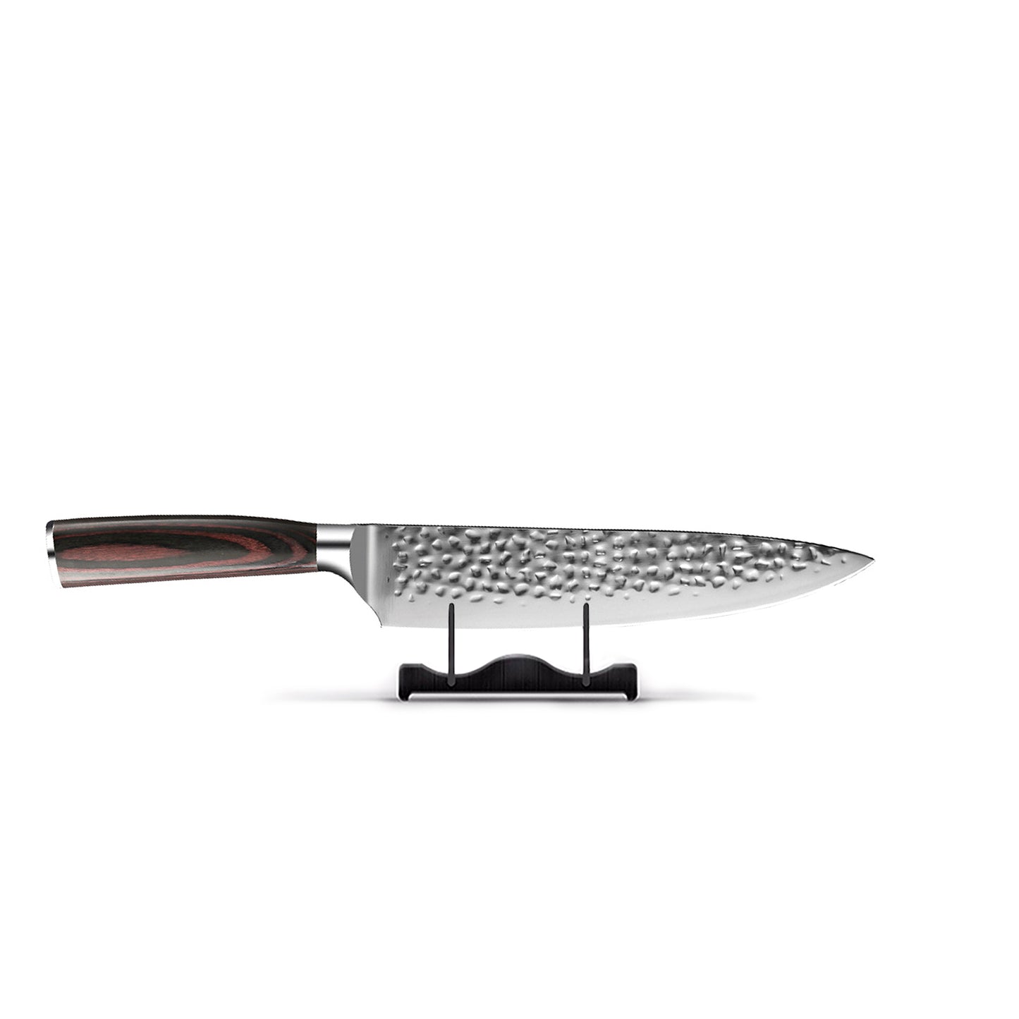 Shinrai Knives - 6-teiliges Messerset aus gehämmertem Edelstahl + Messerblock + Schleifstein