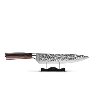 Shinrai Knives - 6-teiliges Messerset aus gehämmertem Edelstahl + Messerblock + Schleifstein