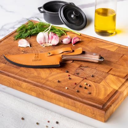 Shinrai Knives - Gehämmerter rostfreier Stahl Gladiator Series - Universal-Kochmesser mit Holster