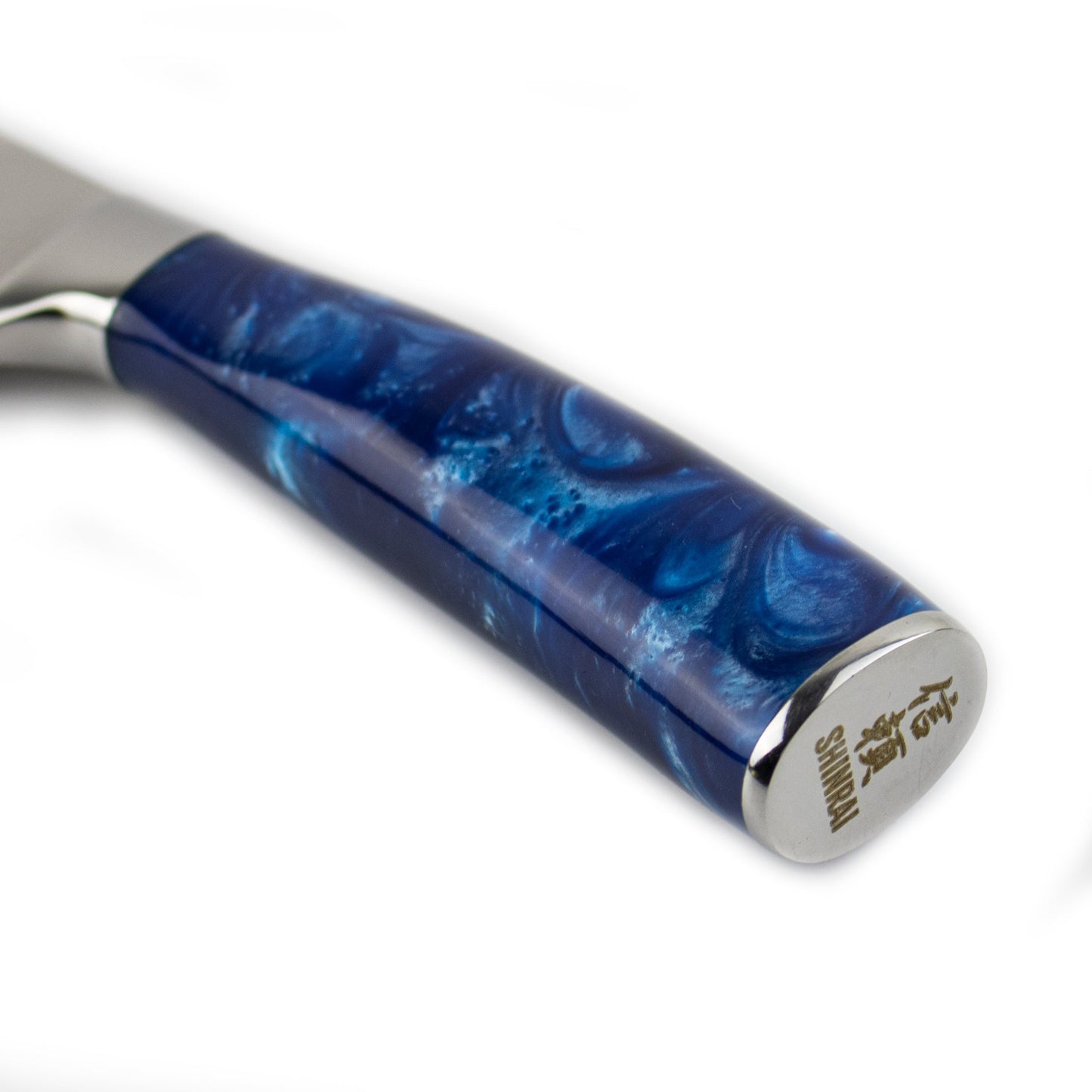 Shinrai Knives - Damascus Print Epoxy Saphir Santokumesser 18 cm