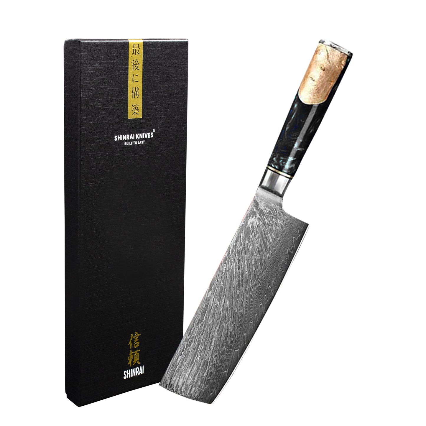 Shinrai Knives - Epoxy Onyx Damast Nakiri 18 cm
