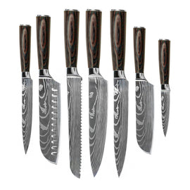 Shinrai Knives -  Damastdruck 7-teiliges Messerset