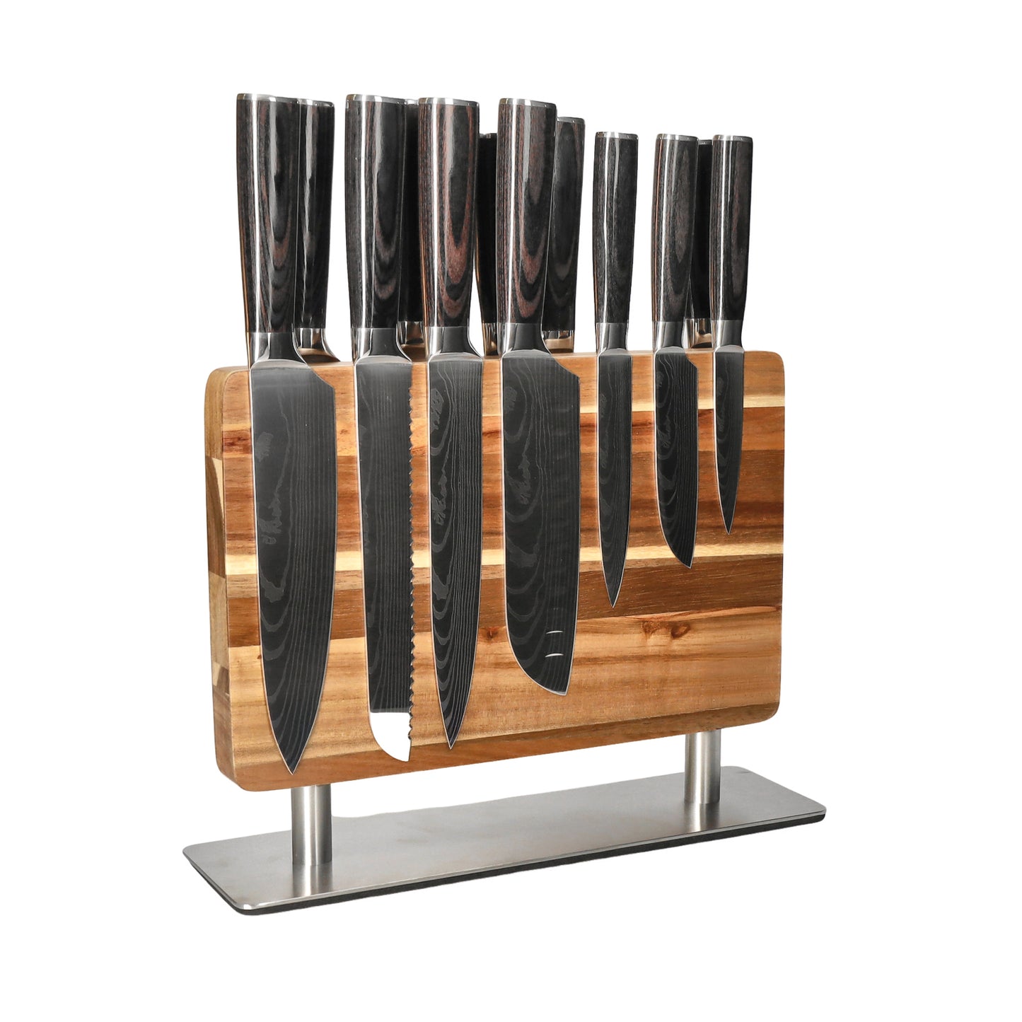 Shinrai Knives – 14-teiliges Messerset mit Damascus-Print – Master Collection XL-Set + Block