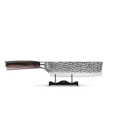 Shinrai Knives - 6-teiliges Messerset aus gehämmertem Edelstahl + Messerblock + Schleifstein