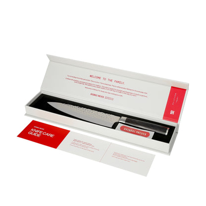 Shinrai Knives - Hammerschlag Damast BR - Damast Kochmesser 20 cm