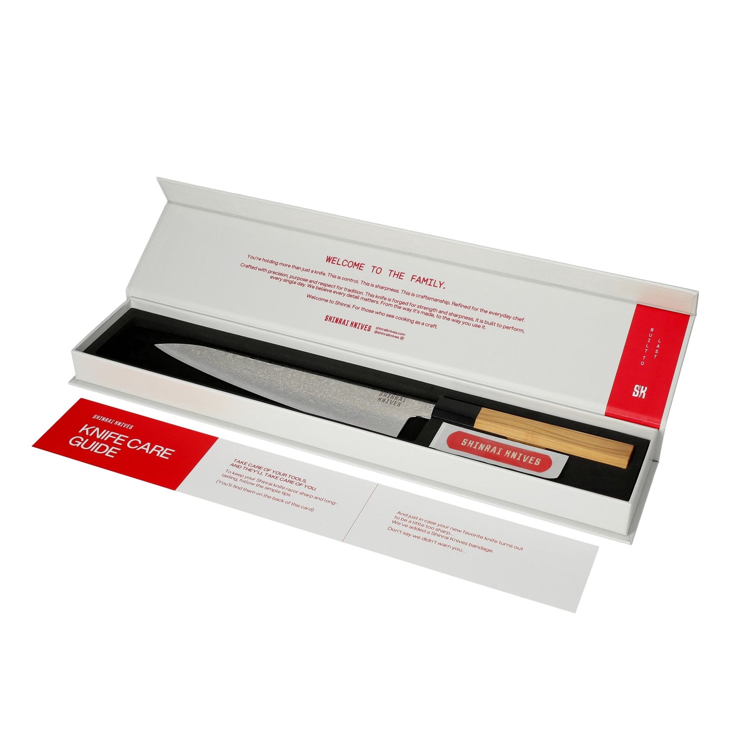 Shinrai Knives - Ensemble de 3 couteaux Damas Takumi Kaza - Couteau de chef + Couteau à pain + Couteau d&#39;office