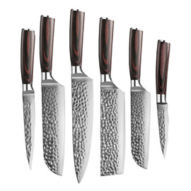 Shinrai Knives - 6-teiliges Messerset aus gehämmertem Edelstahl
