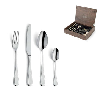 Amefa - Coffret de couverts Drift 24 pièces dans un luxueux coffret en bois - Coffret de couverts argentés Amefa