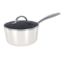 Poêle Cook &amp; Pan - Honey Go Ivory en acier inoxydable 18 cm avec couvercle en verre