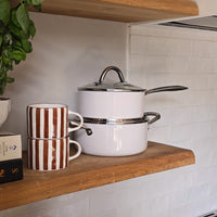 Poêle Cook &amp; Pan - Honey Go Ivory en acier inoxydable 18 cm avec couvercle en verre