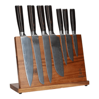 Coffret de 7 couteaux à motif damassé + bloc magnétique pour couteaux Shinrai