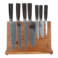 Coffret de 7 couteaux à motif damassé + bloc magnétique pour couteaux Shinrai