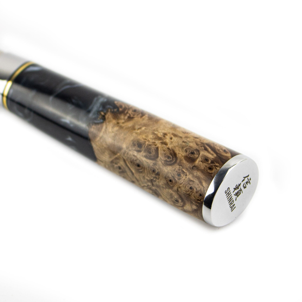 Shinrai Knives – Epoxy Onyx 6-teiliges Damaskus-Messerset + magnetischer Messerblock doppelseitig – Schwarz