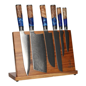 Ensemble de 6 couteaux en époxy saphir + bloc magnétique Shinrai