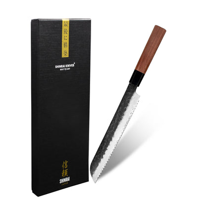 Shinrai Japan - Kurayami Damast Brotmesser 20 cm