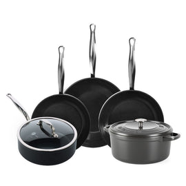 GreenPan - Barcelona Pro XL 6-delige Pannenset 20/24/24/28/22 cm - 2 koekenpannen + stoofpan met deksel + wokpan + braadpan Pannenset GreenPan 