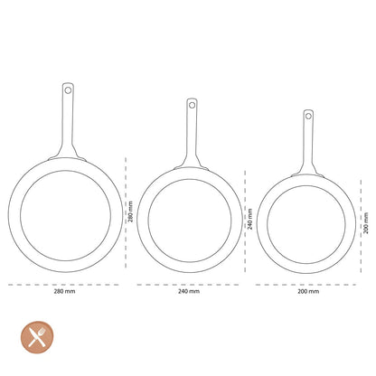 GreenPan - Terra 3-delige pannenset met keramische antiaanbaklaag 20/24/28 cm Pannenset GreenPan 