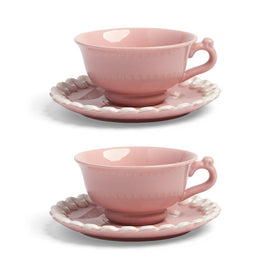 &Klevering - Kop en Schotel Whip - Roze - Set Van 2 Cappuccino kopjes &Klevering 