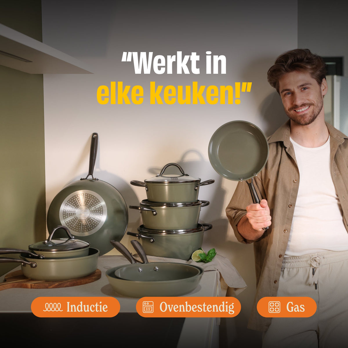 Cook & Pan Dark Olive Koekenpannenset 3-delig