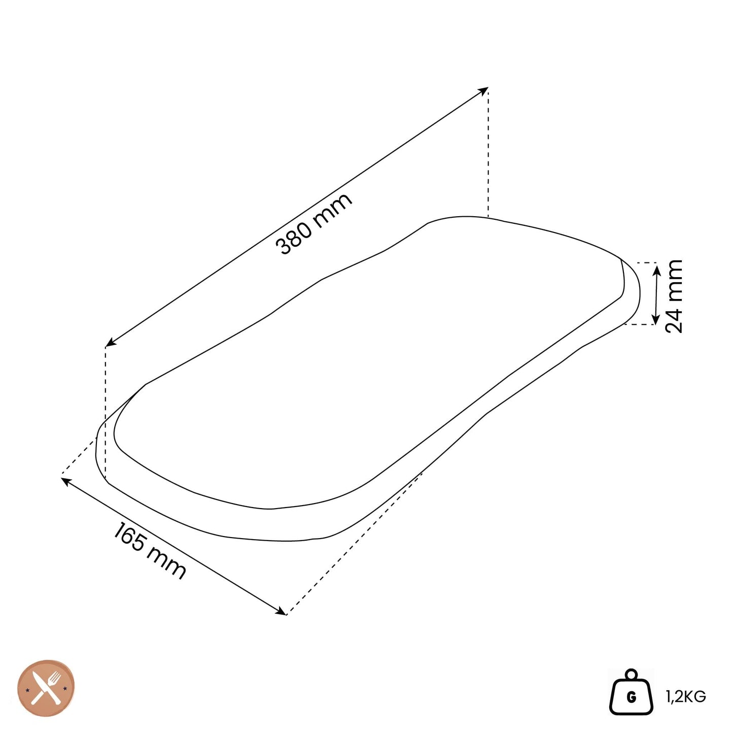 Oval - Olijfhouten Borrelplank 35 t/m 40 cm Oval Kitchenware 