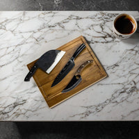 Shinrai Knives - 3 Bruine messen + Snijplank Messenset met snijplank Shinrai Knives 