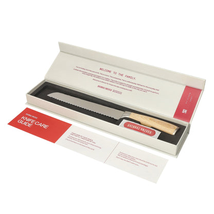 Couteaux Shinrai - Coffret de 6 couteaux Akari Damas + Bloc à couteaux - Couteaux Shinrai découpés à l'emporte-pièce