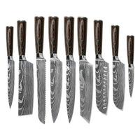 Shinrai Knives - Damascus Print 9-delige Messenset Messenset Shinrai Knives 