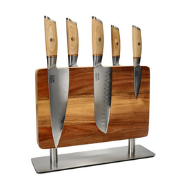 Shinrai Knives - Hikari Damascus 5-delige messenset + Messenblok Stans Messenset met blok Shinrai Knives 