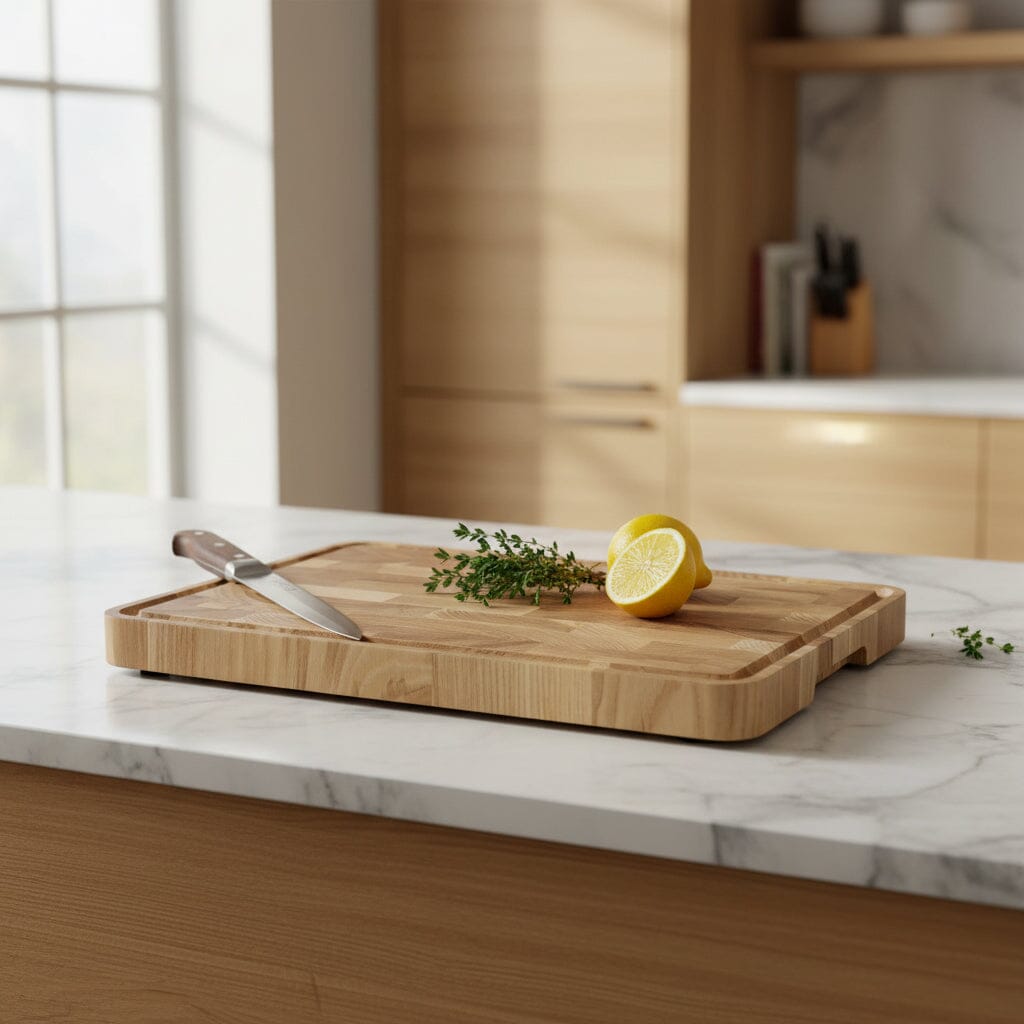 Shinrai Knives – Luxus-Schneidebrett aus Eschenholz – Hirnholz – 35 × 25 × 2,5 cm