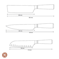 Shinrai Knives - Micarta Jewels 3-delige Messenset - Koksmes + Nakiri + Santoku Messenset Shinrai Knives 