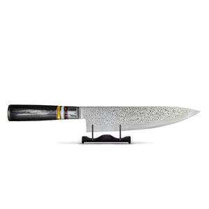 Couteau de chef Shinrai Knives - Micarta Jewels en acier damassé noir, 20 cm