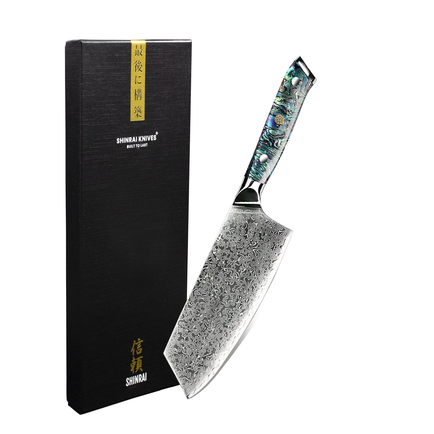 Shinrai Knives - Parelmoer Jewels Damascus Nakiri mes 20 cm Nakirimes Shinrai Knives 