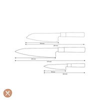 Couteaux Shinrai - Ensemble de couteaux Damas 3 pièces Takumi Kaza - Couteau de chef + Santoku + Couteau d'office Ensemble de couteaux Shinrai Knives