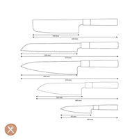 Shinrai Knives - Takumi Kaza 5-delige Damascus Messenset - Koksmes + Broodmes + Nakiri + Santoku + Schilmes Messenset Shinrai Knives 
